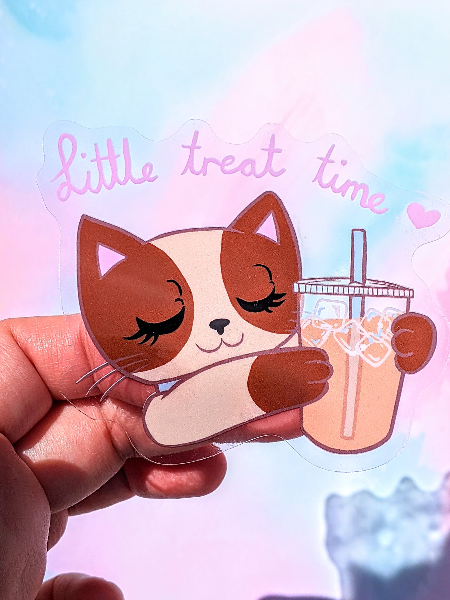 Little Treat Time 3 Inch Clear Sticker