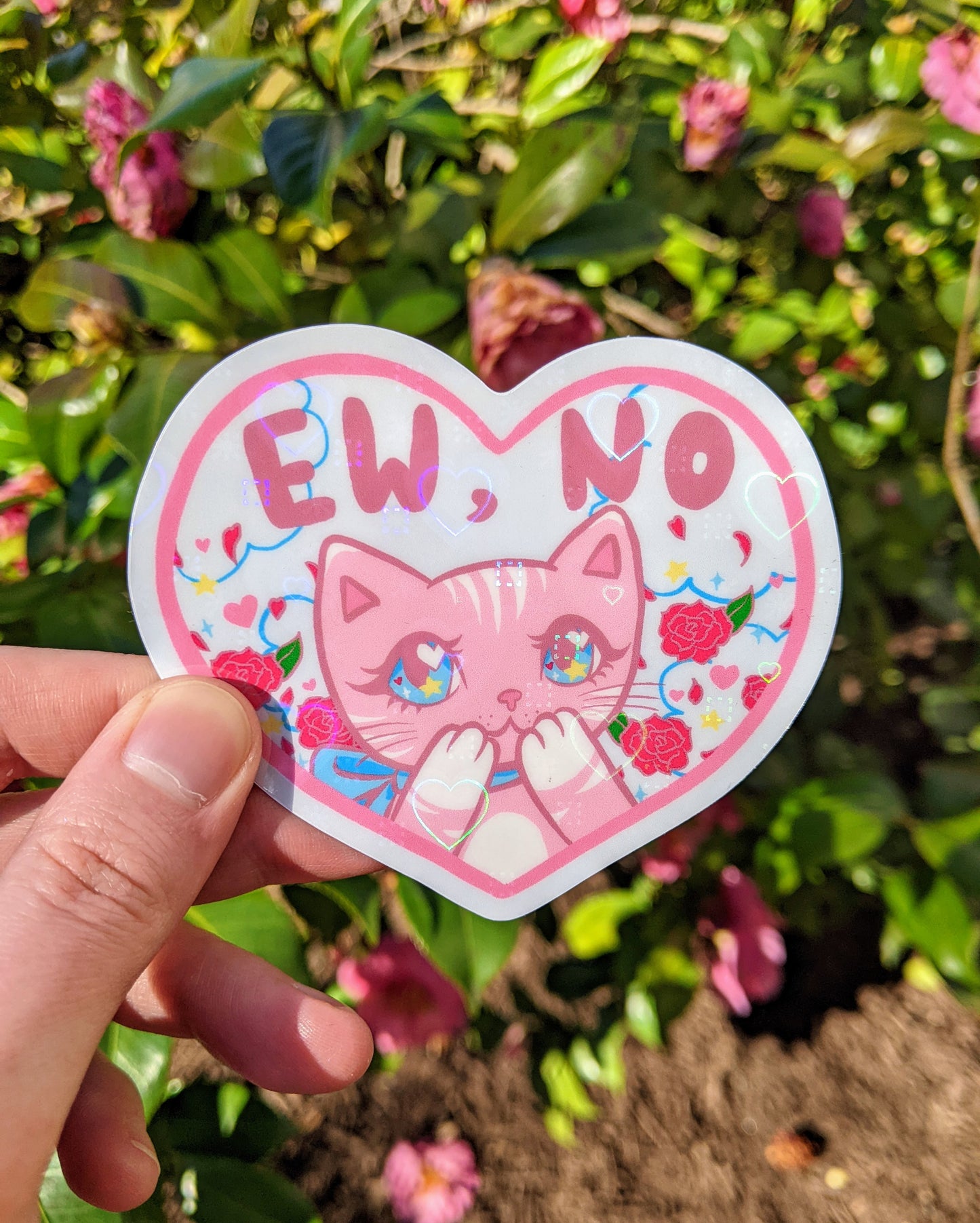Ew No Kitty Holographic Sticker