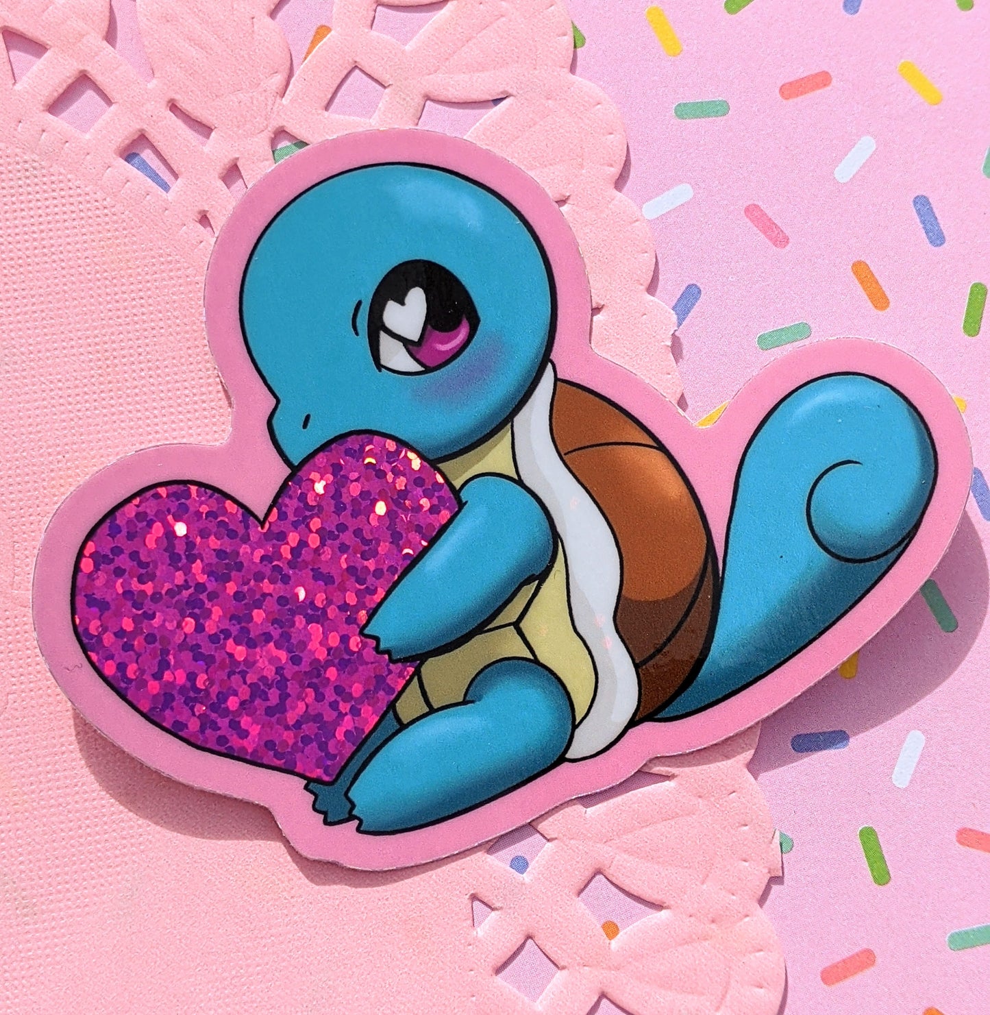 Water Valentine Glitter Vinyl Sticker