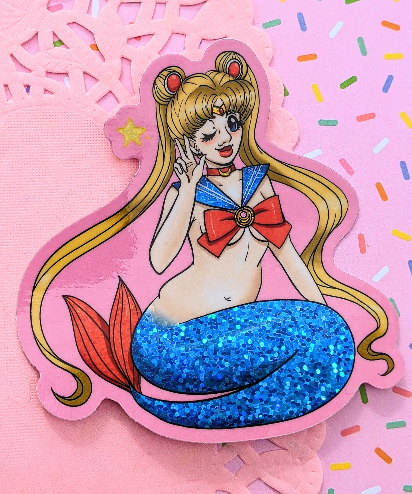 Sailor Mermaid Glitter Vinyl Sticker