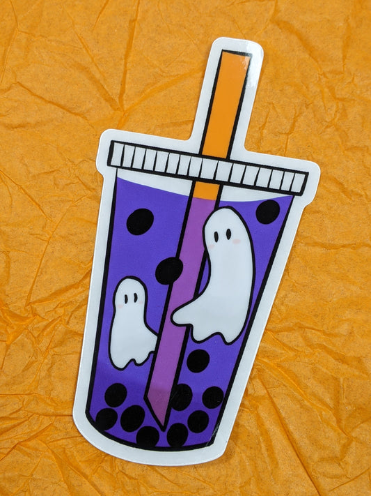 Ghost Boba Tea 4 Inch Clear Sticker