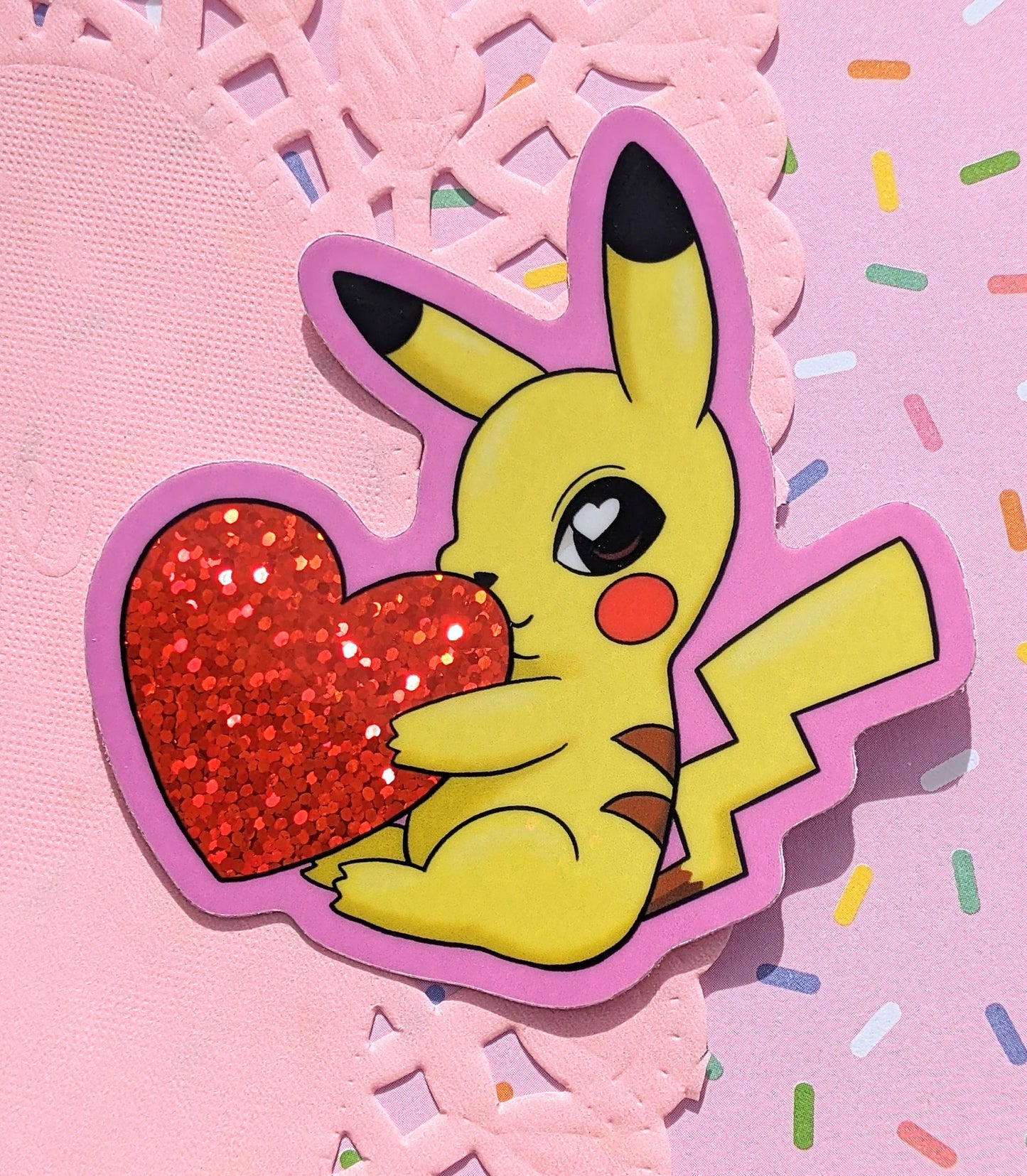 Electric Valentine Glitter Vinyl Sticker