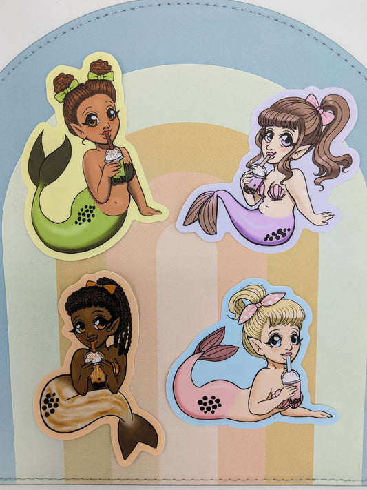 Boba Mermaids Vinyl Stickers